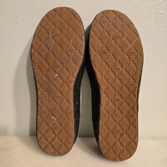 UGG Marrah Leather Slip On Loafers Fridged Moccasins 8.5 Black - Picture 3 of 8